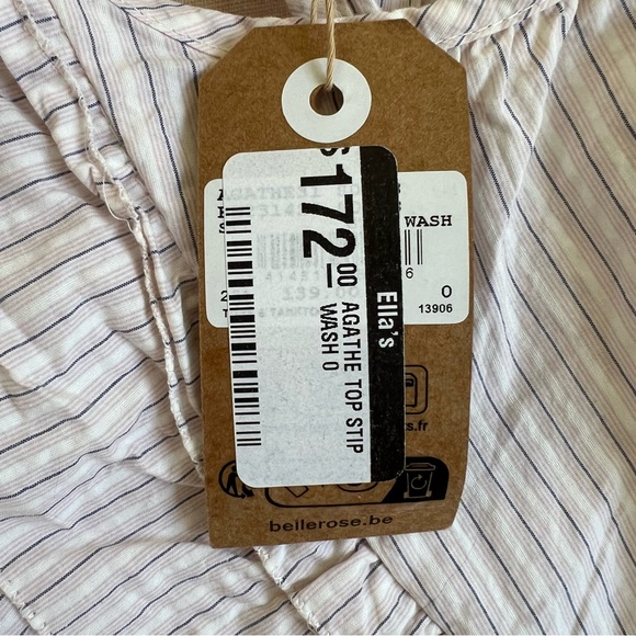 NWT Bellerose Agathe Striped Flounce Flutter Sleeve 100% Cotton Top - Picture 10 of 16